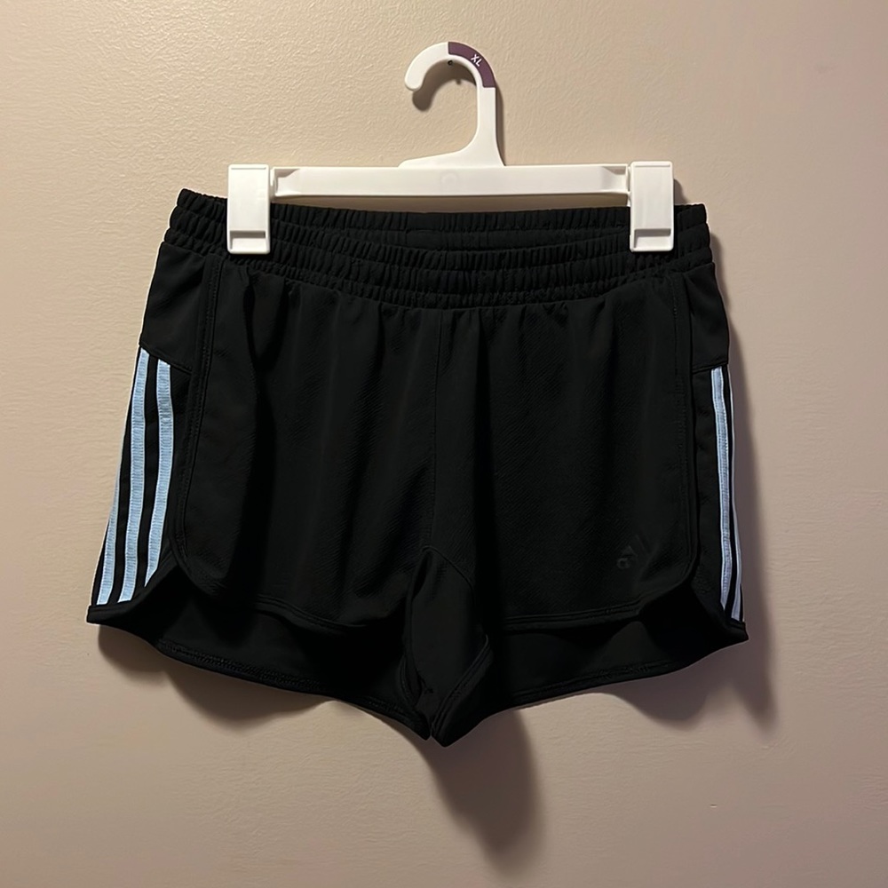 Adidas climalite black shorts with blue stripes